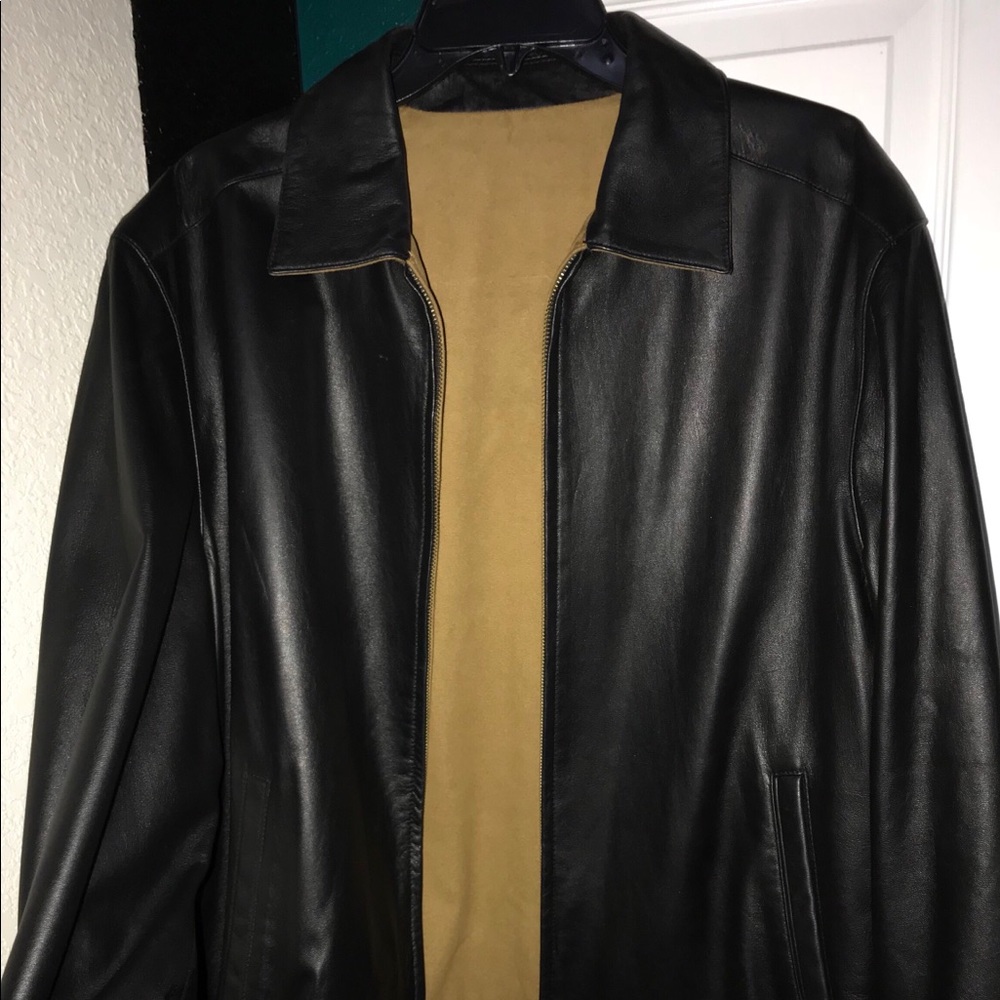 Men’s reversible leather/suede zip-up jacket